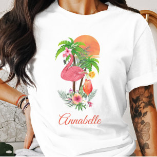 Rosa Flamingo Tropical Vacation T - Shirt