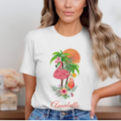 Rosa Flamingo Tropical Vacation T - Shirt
