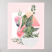 Rosa Flamingo Tropical Watercolor Collage Poster (Vorne)