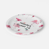 Rosa Flamingo Tropics Tropical Summer Party Pappteller (Schrägansicht)
