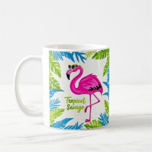 Rosa Flamingo Tropisch stehend auf einem Bein Kaffeetasse