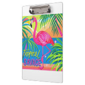 Rosa Flamingo Tropisch stehend auf einem Bein Klemmbrett (Links)