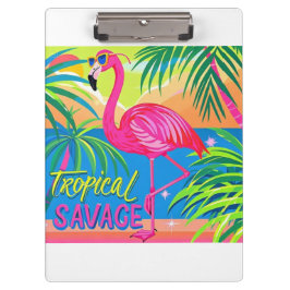 Rosa Flamingo Tropisch stehend auf einem Bein Klemmbrett