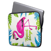 Rosa Flamingo Tropisch stehend auf einem Bein Laptopschutzhülle (Vorderseite Links)
