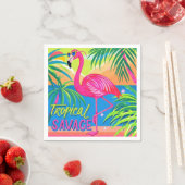 Rosa Flamingo Tropisch stehend auf einem Bein Serviette (Beispiel)