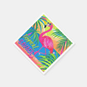 Rosa Flamingo Tropisch stehend auf einem Bein Serviette (Ecke)