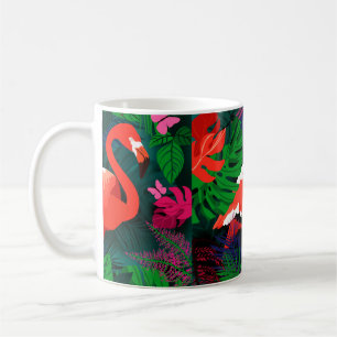 Rosa Flamingo. Tropische Blätter, rosa Schmetterli Kaffeetasse