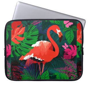 Rosa Flamingo. Tropische Blätter, rosa Schmetterli Laptopschutzhülle
