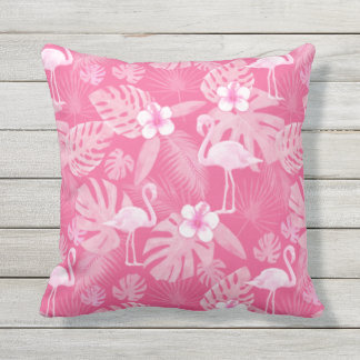 Rosa Flamingo tropische Blume Außenkissen Kissen