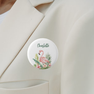 Rosa Flamingo tropische Blume Button