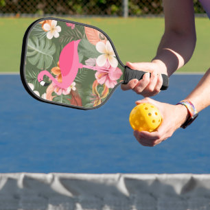 Rosa Flamingo Tropische Blume Pickleball Schläger