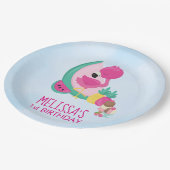 Rosa Flamingo, tropische Früchte und Party aus Eis Pappteller (Schrägansicht)