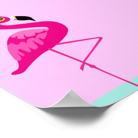 Rosa Flamingo-tropische Grafik Poster (Ecke)