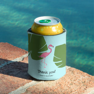 Rosa Flamingo Tropische Hochzeit Teal Dosenkühler