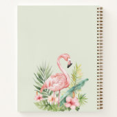 Rosa Flamingo tropische Monogramm Salbei grün Notizblock (Rückseite)
