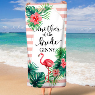 Rosa Flamingo Tropische Mutter der Braut Custom Strandtuch