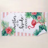 Rosa Flamingo Tropische Mutter der Braut Custom Strandtuch (Vorderseite)