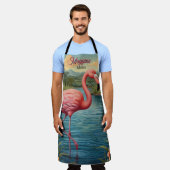 Rosa Flamingo tropische Persönlichkeit Schürze (Getragen)