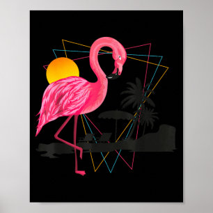 Rosa Flamingo Tropische Pflanzen Strandurlaub Poster