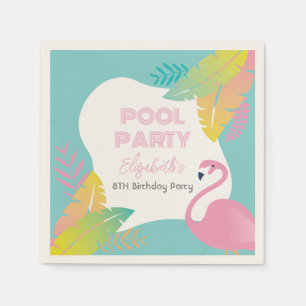 Rosa Flamingo Tropische Poolparty Geburtstag Serviette