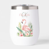 Rosa Flamingo tropische Sommermonogramm (Vorderseite)