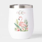 Rosa Flamingo tropische Sommermonogramm (Rückseite)