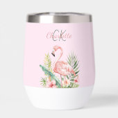 Rosa Flamingo tropische Sommermonogramm (Rückseite)