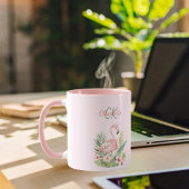 Rosa Flamingo tropische Sommermonogramm Tasse