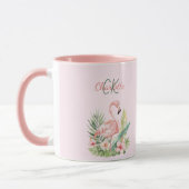 Rosa Flamingo tropische Sommermonogramm Tasse (Links)