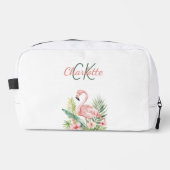 Rosa Flamingo tropische Sommermonogramm Waschbeutel (Vorderseite)