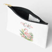 Rosa Flamingo tropische Sommermonogramm Zubehörtasche (Offen)