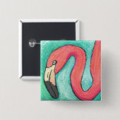 Rosa Flamingo - tropische Taste Button (Vorne & Hinten)