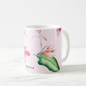 Rosa Flamingo Tropischer Hibiskus Blühender Spaß Kaffeetasse (VorderseiteRechts)
