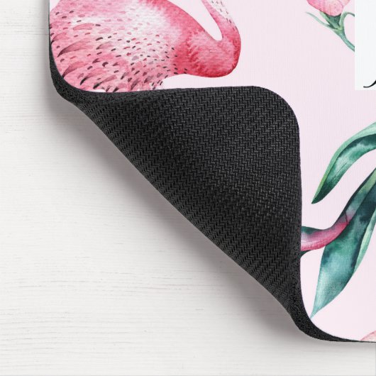 Rosa Flamingo Tropischer Hibiskus Blühender Spaß Mousepad (Ecke)
