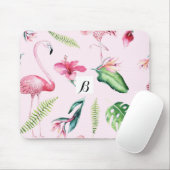 Rosa Flamingo Tropischer Hibiskus Blühender Spaß Mousepad (Mit Mouse)
