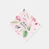 Rosa Flamingo Tropischer Hibiskus Blumenkohl Party Serviette (Ecke)