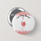 Rosa Flamingo-tropischer Hibiskus Bunco ließ uns Button (Vorne & Hinten)