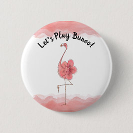 Rosa Flamingo-tropischer Hibiskus Bunco ließ uns Button