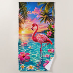 Rosa Flamingo-Tropischer-Pool-Strandtuch Strandtuch