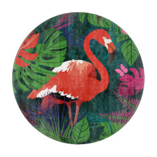 Rosa Flamingo: Tropischer Schmetterling Harmonie. Schneidebrett