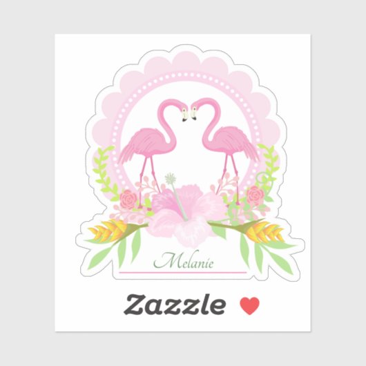 Rosa Flamingo Tropischer Traum Kontur Aufkleber (Blatt)