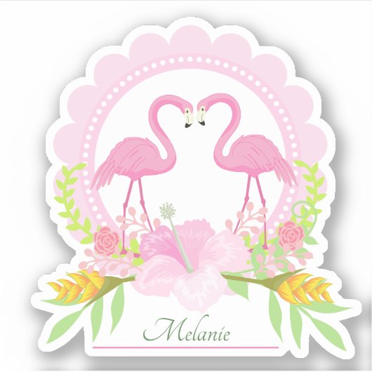 Rosa Flamingo Tropischer Traum Kontur Aufkleber (Vorderseite)