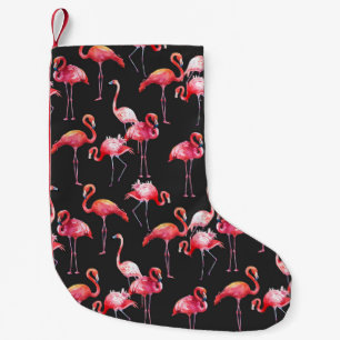 Rosa Flamingo: tropisches Aquarellmuster. Kleiner Weihnachtsstrumpf