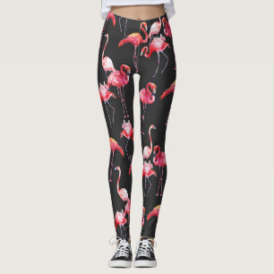 Rosa Flamingo: tropisches Aquarellmuster. Leggings