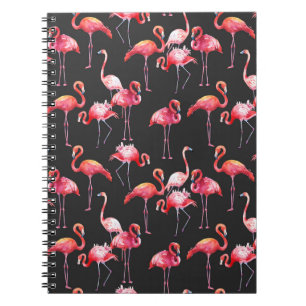 Rosa Flamingo: tropisches Aquarellmuster. Notizblock