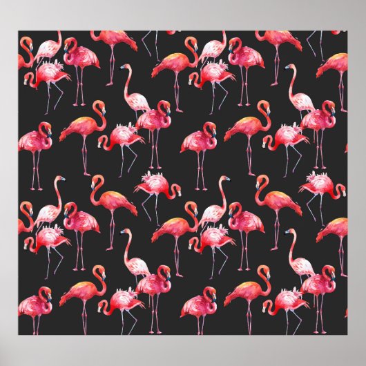 Rosa Flamingo: tropisches Aquarellmuster. Poster (Vorne)