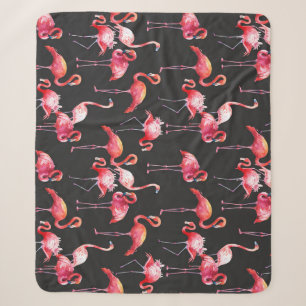 Rosa Flamingo: tropisches Aquarellmuster. Sherpadecke
