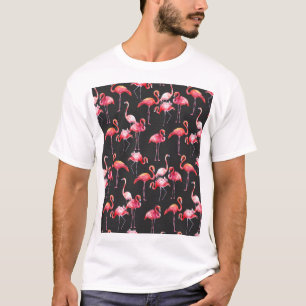 Rosa Flamingo: tropisches Aquarellmuster. T-Shirt
