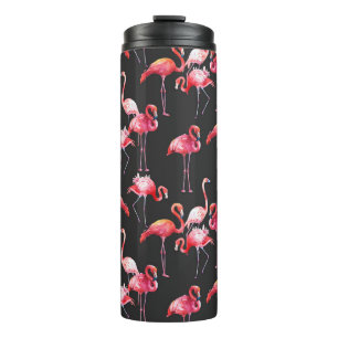 Rosa Flamingo: tropisches Aquarellmuster. Thermosbecher
