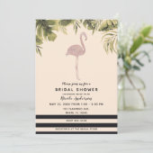 Rosa Flamingo Tropisches Brautparty Einladung (Stehend Vorderseite)